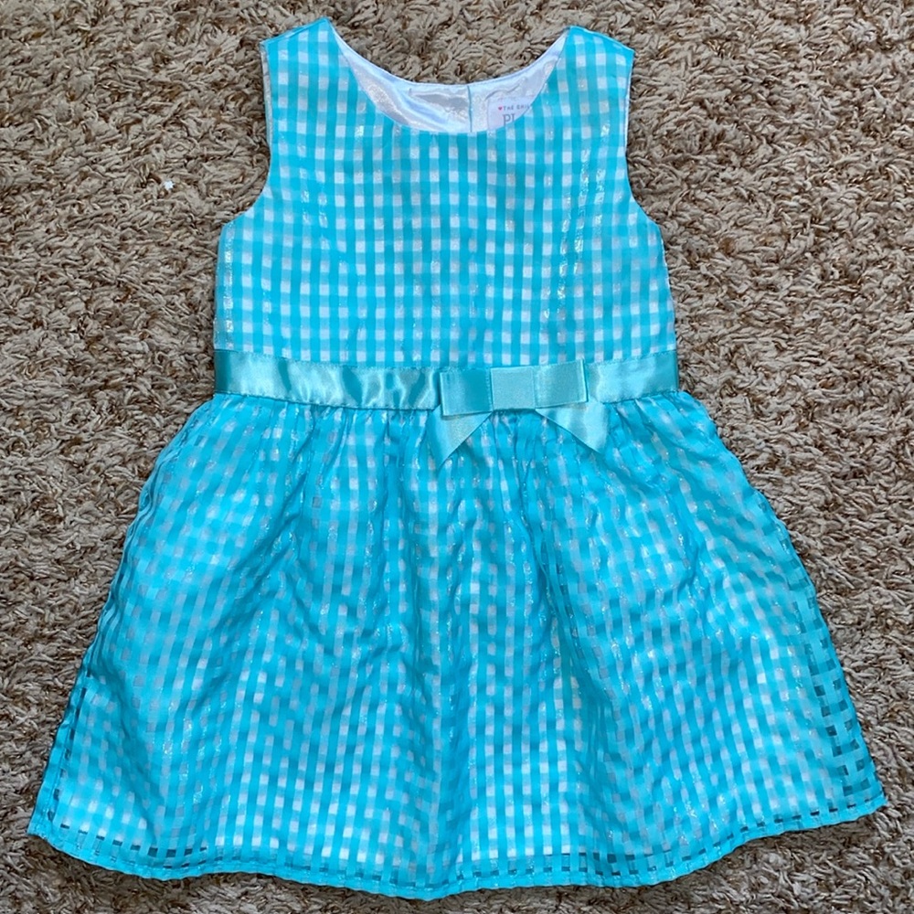 3t girls pastel blue/aqua gingham dress. Sleeveless.